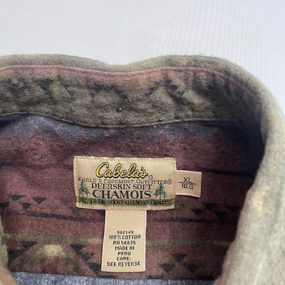 Cabela’s Shirt Mens XL Flannel Aztec Button Up Heavyweight Long Sleeve Chamois - Picture 2 of 6